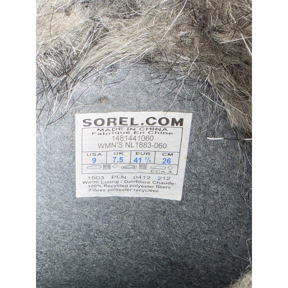 Sorel Cozy Cate NL1883-060 Womens Sz 9 Gray Black Faux Fur Waterproof Boots - Picture 7 of 7